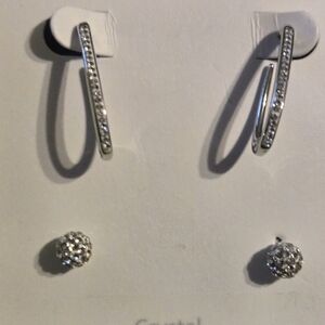 Dazzling Silver Hoop and Stud Earrings